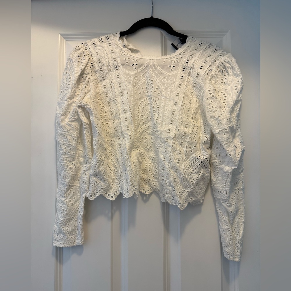 The Kooples Women's White Long-Sleeve Casual Top Blouse Shirt US Size S/1